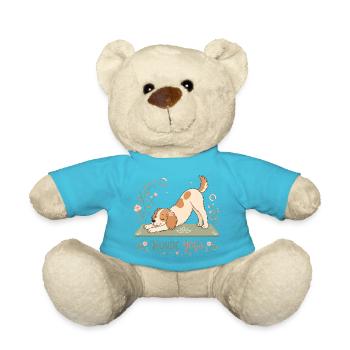 Hunde Yoga - Yoga T-Shirt mit Hund - Teddy - Atollblau - Vorne