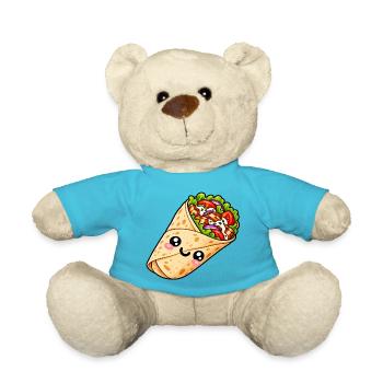 Kawaii Burrito Wrap Cartoon - Teddy - Atollblau - Vorne
