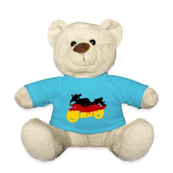 Motorcycle Germany Flag Biker Motorcyclist - Teddy Bear - atoll blue - Front