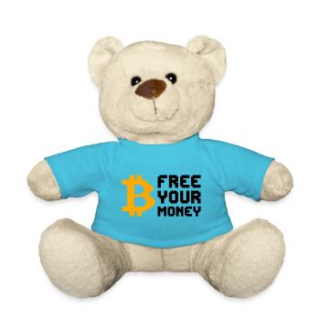 Free Your Money Digital Pixel Bitcoin - Teddy Bear - atoll blue - Front