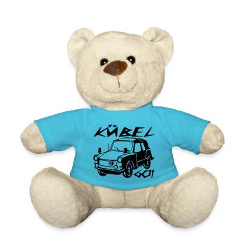  Kübel Trabi Stoffhund - Teddy - Atollblau - Vorne
