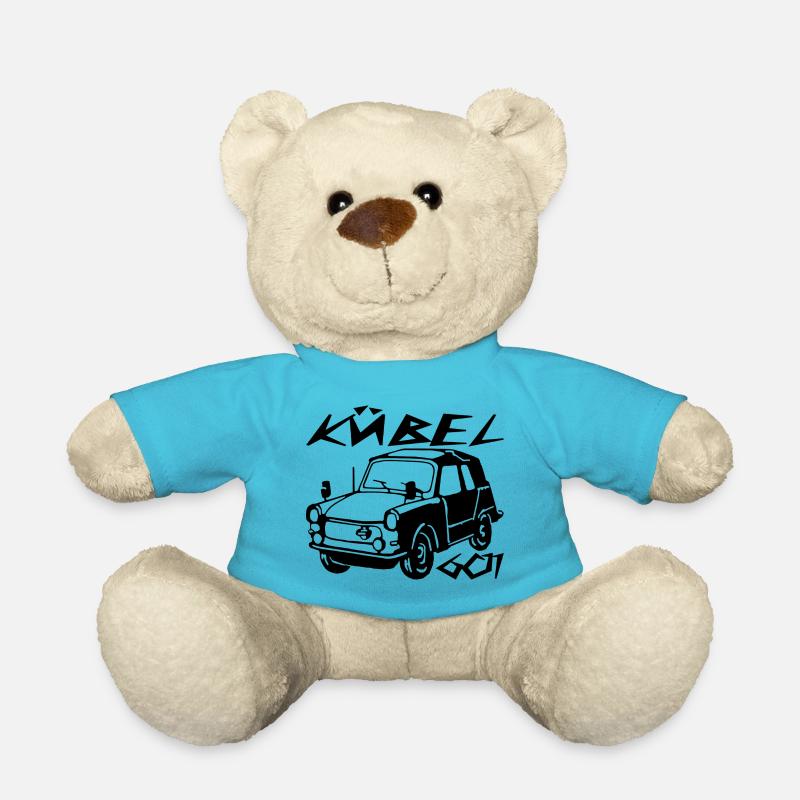  Kübel Trabi Stoffhund - Teddy - Atollblau