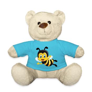 Biene süss niedlich Geschenk - Teddy - Atollblau - Vorne