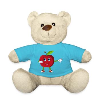 Apfel Dabbing tanzender Vegan Geschenk - Teddy - Atollblau - Vorne