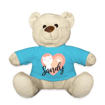 Sandy Surname First Name Kitten - Teddy Bear - atoll blue - Front