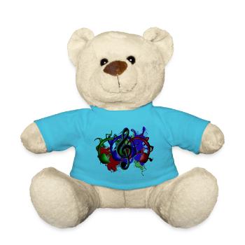 Headphones clef - Teddy Bear - atoll blue - Front
