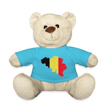 Belgien Flagge Länderumriss Belgische Fahne Heimat - Teddy - Atollblau - Vorne