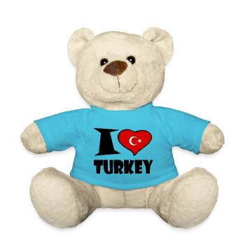Turquie - J'aime le drapeau de la Turquie - Nounours - bleu outremer - Devant
