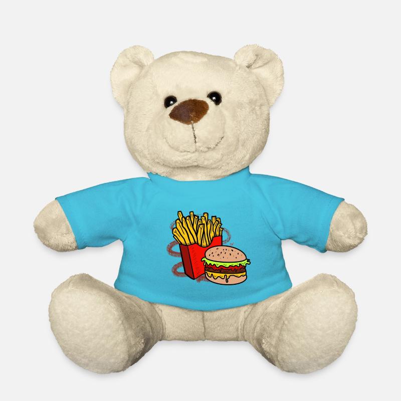 Pommes und Burger - Teddy - Atollblau