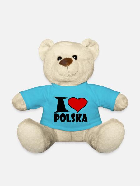 J'aime Polska - j'aime la Pologne - Nounours - bleu outremer