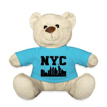 NYC New York Skyline - Teddy Bear - atoll blue - Front