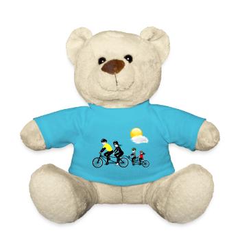 Family on a bicycle - Teddy Bear - atoll blue - Front