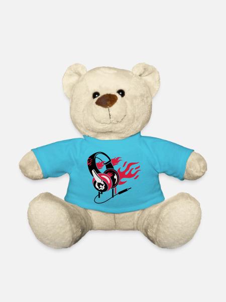 Kopfhörer und Flammen - Teddy - Atollblau