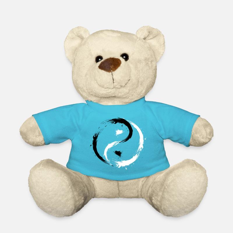 Yin Yang Kreise Symbol Buerste Schwarz Weiss - Teddy - Atollblau