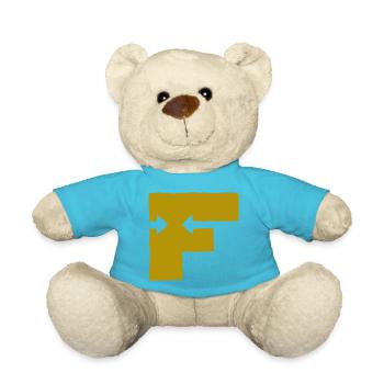 Letter F in graffiti hiphop style in gold - Teddy Bear - atoll blue - Front
