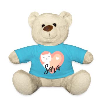 Sara Surname First Name Kitten - Teddy Bear - atoll blue - Front