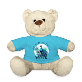 Pfau Blumen Pfauenfeder Exotisch Farbenfroh Bunt - Teddy - Atollblau - Vorne