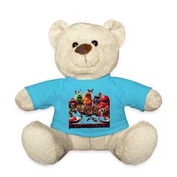 Humorvolle Monster-Weihnachtsszene - Teddy - Atollblau - Vorne