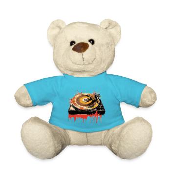 Vinyl Record LP Turntable Retro - Teddy Bear - atoll blue - Front