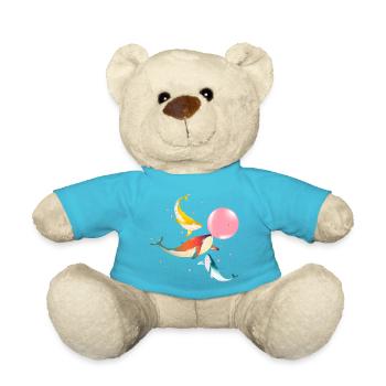drei bunt schimmernde Walfische mit Bubblegum - Teddy - Atollblau - Vorne
