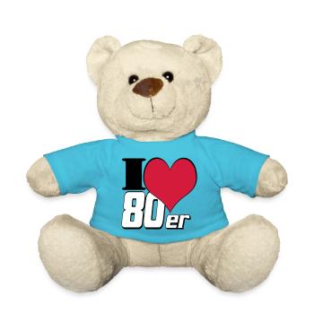 80s Party Retro Fun , Theme Party Shirt 80s (25) - Teddy Bear - atoll blue - Front