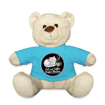 Katze und Kaffee ist alles was ich brauche - Teddy - Atollblau - Vorne