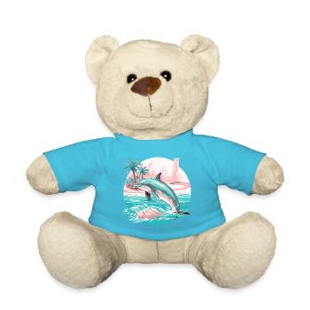 dauphin été soleil plage mer palmiers vacances - Nounours - bleu outremer - Devant