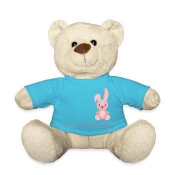Baby Shower with Pink Bunny Design - Teddy Bear - atoll blue - Front