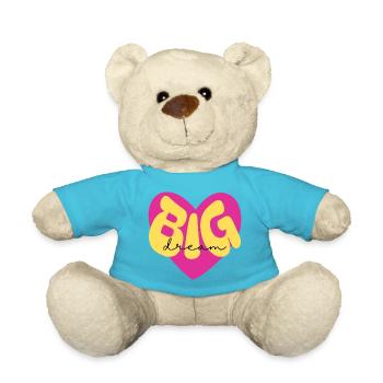 Farbenfrohes Herzdesign "Dream Big" - Teddy - Atollblau - Vorne