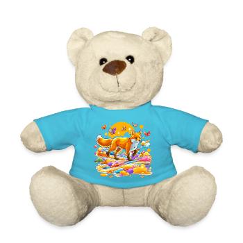 Farbexplosionsfuchs im Farbenmeer - Teddy - Atollblau - Vorne