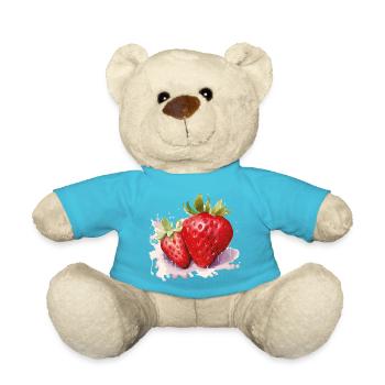 Watercolors strawberries - Teddy Bear - atoll blue - Front