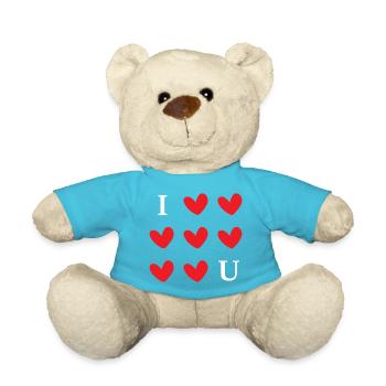 I Love You Hearts Typography Graphic - Teddy - Atollblau - Vorne
