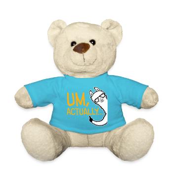 Lama Alpaka Um Actually Lustig Nerd Klugscheißer - Teddy - Atollblau - Vorne