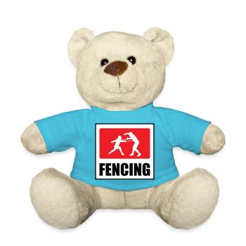 Zaunschilder: Silhouetten mitten in einem Duell - Teddy - Atollblau - Vorne