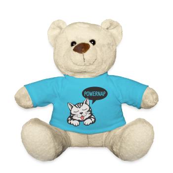 Powernap Katze - Schlafendes Motiv - Teddy - Atollblau - Vorne