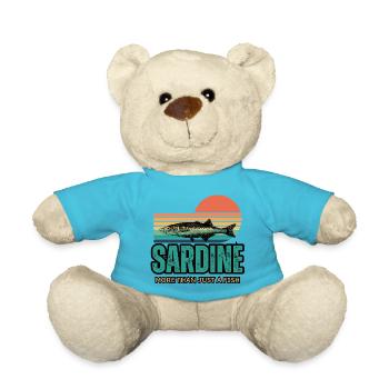 retro sardine - sardines funny - Teddy Bear - atoll blue - Front