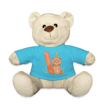 Petit ours mignon avec V - Nounours - bleu outremer - Devant