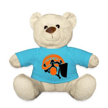 Forestry helmet, tree care, forest workers, lumberjacks - Teddy Bear - atoll blue - Front