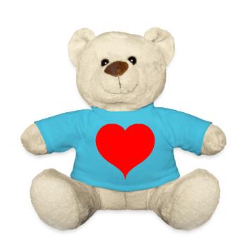 Red Heart Minimal Style - Teddy Bear - atoll blue - Front