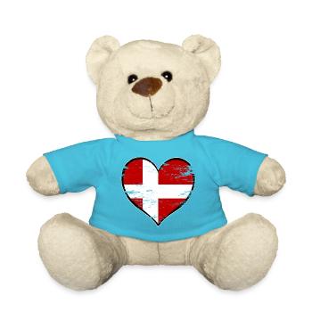 Denmark heart flag used - Teddy Bear - atoll blue - Front
