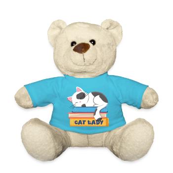 La dame aux chats qui dort un chat dans les livres - Nounours - bleu outremer - Devant