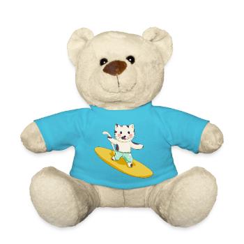 Funny Surf Cat - Teddy Bear - atoll blue - Front