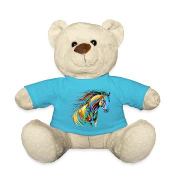 Murmure du vent : majestueux cheval arc-en-ciel - Nounours - bleu outremer - Devant