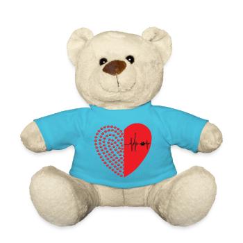 Hundepfoten Herz mit Herzschlag - Teddy - Atollblau - Vorne