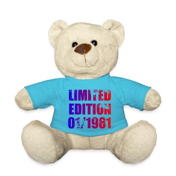44th Birthday Limited Edition 01/1981 - Teddy Bear - atoll blue - Front
