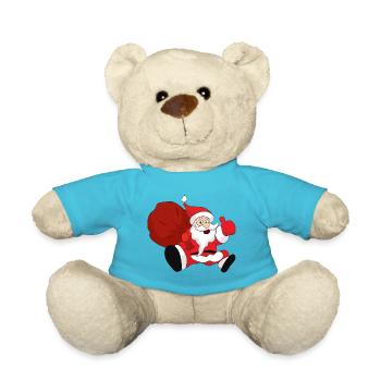 Lustiger Weihnachtsmann Santa Claus Weihnachten - Teddy - Atollblau - Vorne