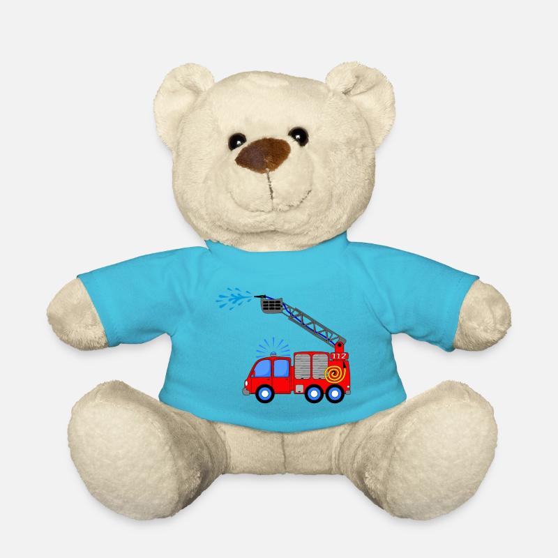 Fire engine with ladder and water children - Teddy Bear - atoll blue
