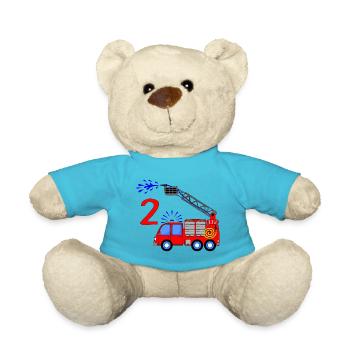 Feuerwehrfahrzeug 2 Geburtstag Kinder - Teddy - Atollblau - Vorne