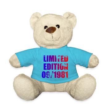 44th Birthday Limited Edition 09/1981 - Teddy Bear - atoll blue - Front