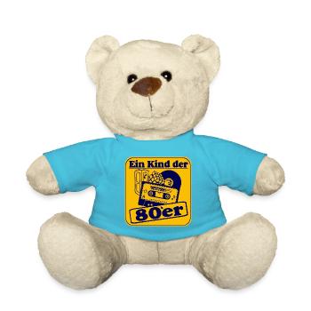 80er Party,Motto Shirt - Ein Kind der 80er(25) - Teddy - Atollblau - Vorne